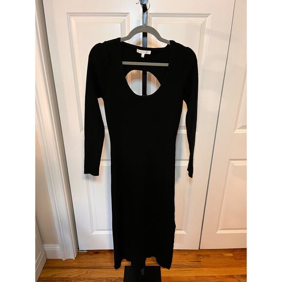 WAYF Walker Cutout Slit Dress - Medium - Black Knit Sweater Dress NWOT - Picture 3 of 6